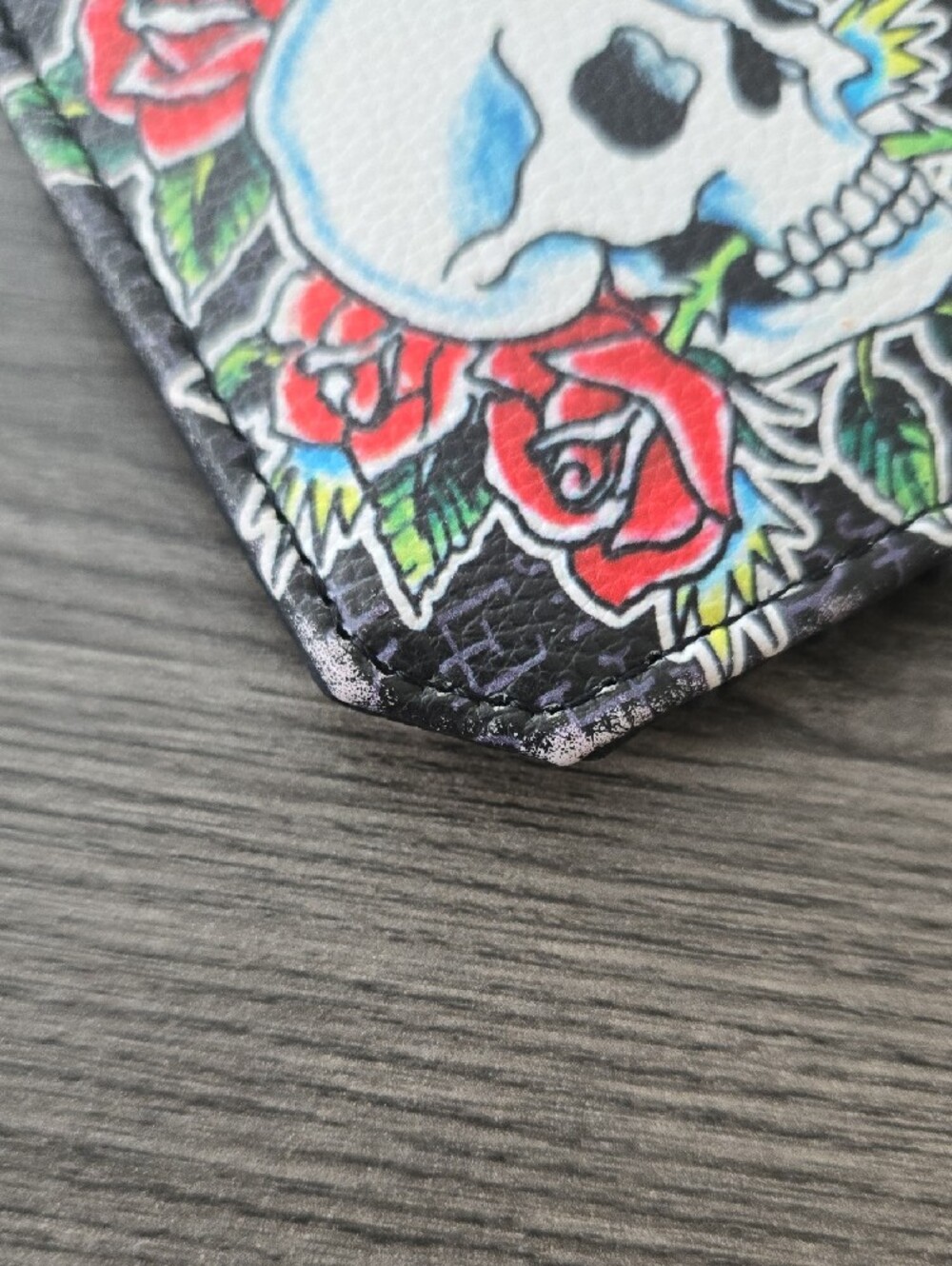 Ed Hardy Black Tattoo Print Card Holder Wallet Skull Rose Y2K Zip Pocket_0086 - Picture 5 of 10
